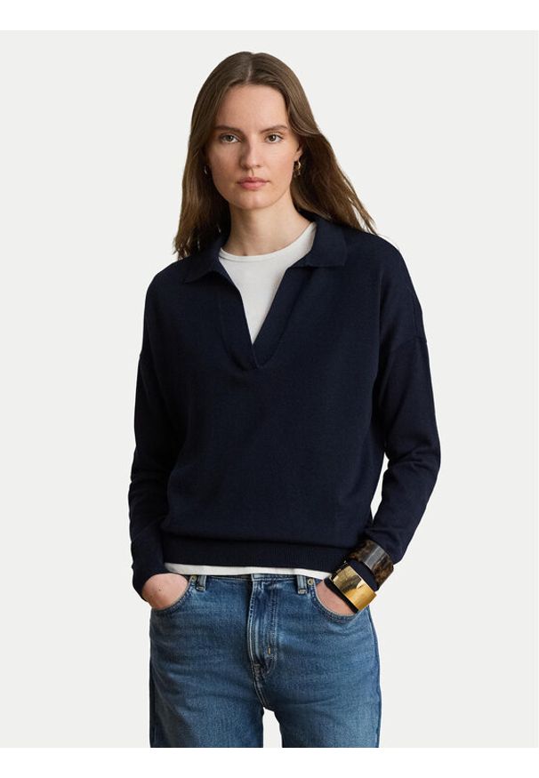 Lauren Ralph Lauren - LAUREN RALPH LAUREN Sweter 200P14056003 Granatowy Regular Fit. Kolor: niebieski. Materiał: syntetyk