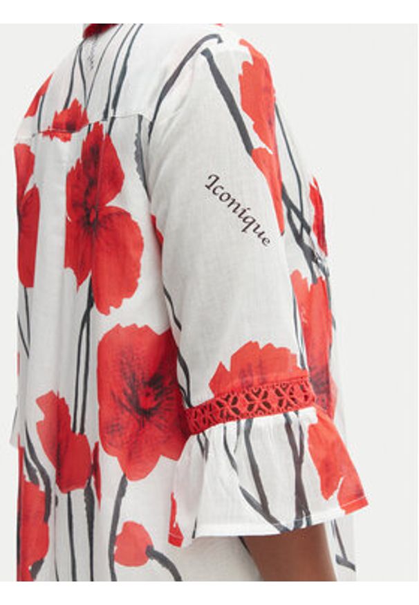 Iconique Sukienka letnia IC26-087 Czerwony Regular Fit. Kolor: czerwony. Materiał: bawełna. Sezon: lato