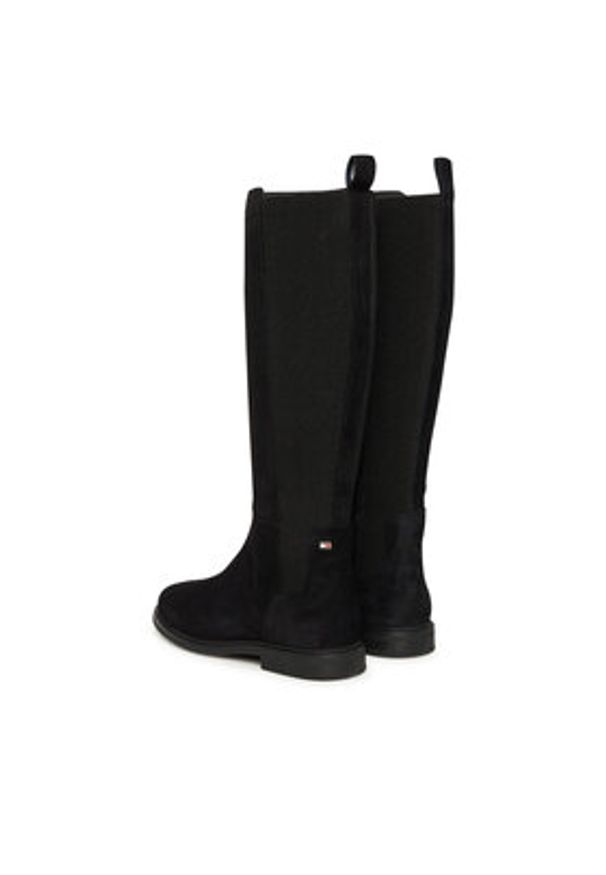 TOMMY HILFIGER - Tommy Hilfiger Kozaki Flag FW0FW08779 Czarny. Kolor: czarny. Materiał: zamsz, skóra