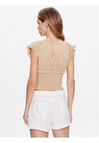 BDG Urban Outfitters Top BDG NOVA ROUCHED BLOUSE 76505569 Écru Slim Fit. Materiał: syntetyk #3