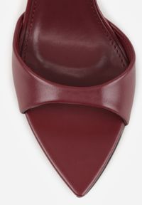Renee - Bordowe Eleganckie Sandały w Szpic na Szpilce ze Sprzączką Murierah. Okazja: na imprezę, na co dzień. Zapięcie: sprzączka. Kolor: czerwony. Materiał: jeans. Obcas: na szpilce. Styl: elegancki #8
