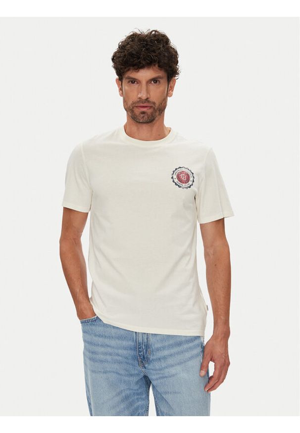 Guess Jeans T-Shirt M5YI04 K8HM0 Écru Regular Fit. Materiał: bawełna