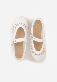 Born2be - Białe Balerinki z Plecionką z Rafii Tessandra. Zapięcie: sprzączka. Kolor: biały. Styl: elegancki #4