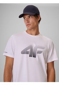 4f - 4F T-shirt regular z nadrukiem męski - biały M. Okazja: na co dzień, do pracy, na spacer. Kolor: biały. Materiał: bawełna, materiał. Wzór: nadruk. Styl: casual #1