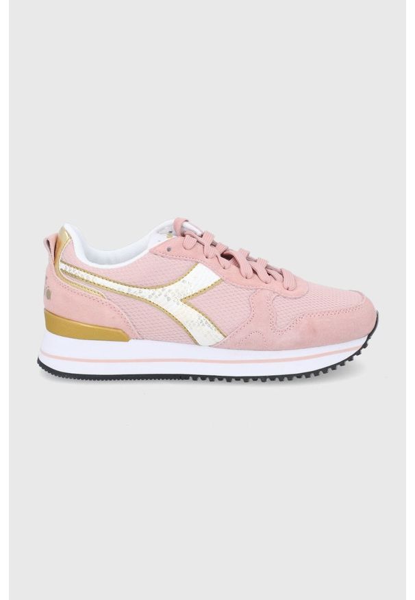 Diadora Buty kolor różowy na platformie. Nosek buta: okrągły. Zapięcie: sznurówki. Kolor: różowy. Materiał: guma. Obcas: na platformie