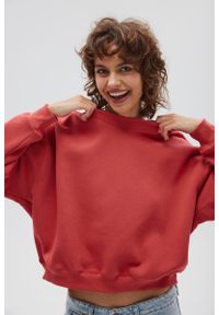 Marsala - Bluza damska typu oversize w kolorze CRANBERRY - PINEY-UNI. Materiał: dzianina, bawełna, poliester, dresówka