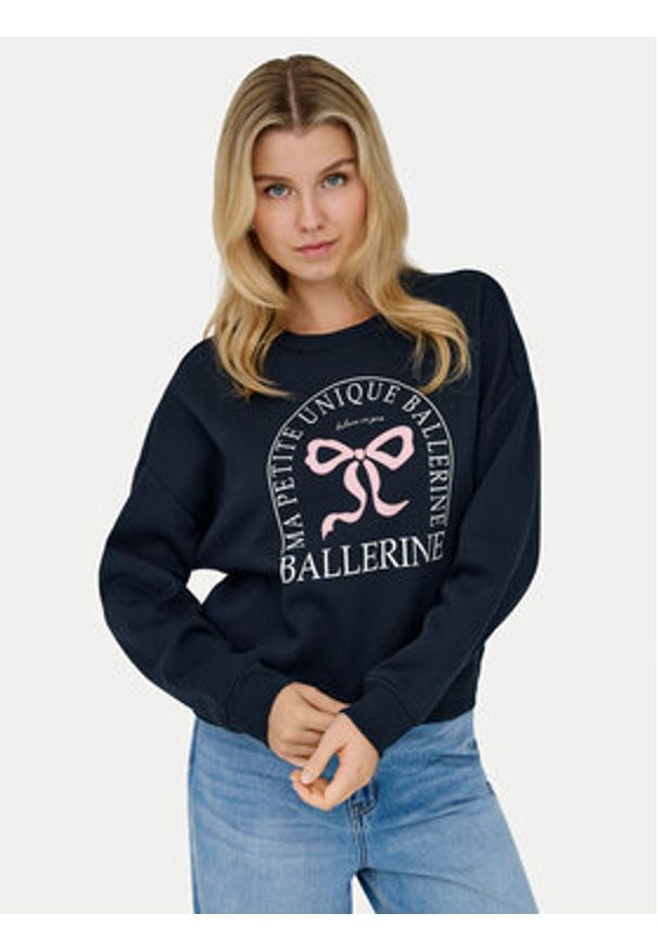 only - ONLY Bluza 15254183 Granatowy Loose Fit. Kolor: niebieski. Materiał: syntetyk