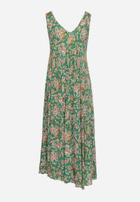 Born2be - Zielona Sukienka z Wzorem Paisley i Rozkloszowanym Dołem Biamira. Kolor: zielony. Materiał: tkanina. Wzór: paisley. Sezon: lato #6
