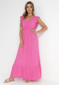 Born2be - Różowa Sukienka Hypsanie. Typ kołnierza: dekolt kopertowy. Kolor: różowy. Materiał: wiskoza. Typ sukienki: kopertowe. Długość: maxi #3