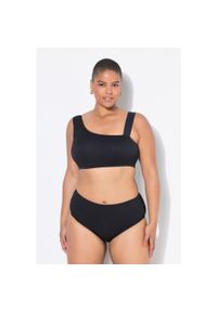 ULLA POPKEN - Damskie Figi od bikini krój z wysokim stanem fakturowane paski. Stan: podwyższony. Kolekcja: plus size. Kolor: czarny. Materiał: elastan, poliester, materiał. Wzór: paski