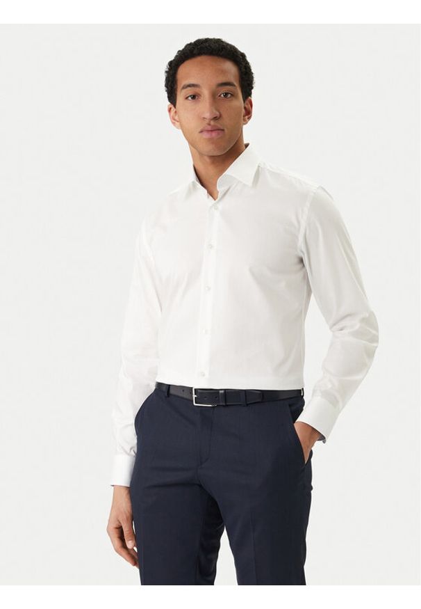 BOSS Koszula H-Hank 50560704 Biały Slim Fit. Kolor: biały. Materiał: bawełna
