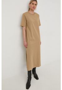 Birgitte Herskind sukienka bawełniana kolor brązowy maxi prosta. Okazja: na co dzień. Kolor: brązowy. Materiał: bawełna. Długość rękawa: krótki rękaw. Typ sukienki: proste. Styl: casual. Długość: maxi