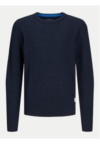 Jack & Jones Sweter Pannel 12258471 Granatowy Regular Fit. Kolor: niebieski. Materiał: bawełna, syntetyk #2
