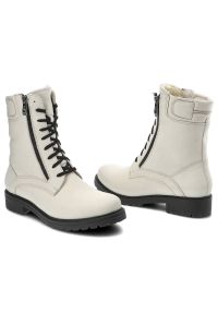 Białe Botki Damskie Simen Modne Skórzane Buty. Okazja: na co dzień. Zapięcie: zamek. Kolor: biały. Materiał: skóra. Styl: casual #3