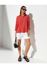 FAY - Koralowa koszula oversize. Kolor: czerwony. Materiał: materiał. Styl: elegancki #2