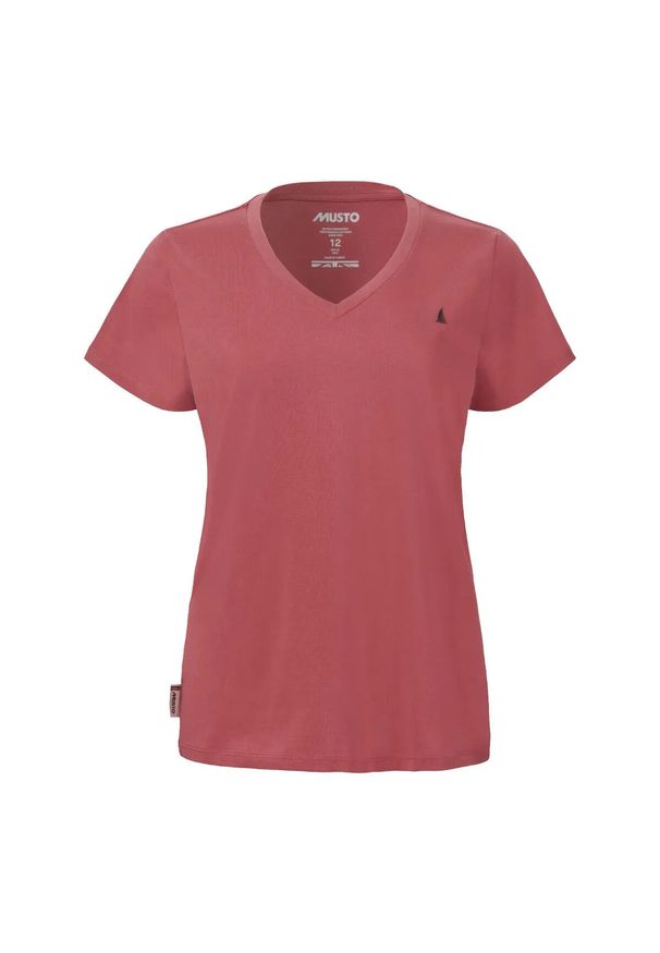 Damska koszulka v-neck Musto Original. Typ kołnierza: dekolt w serek. Kolor: czerwony. Sport: żeglarstwo