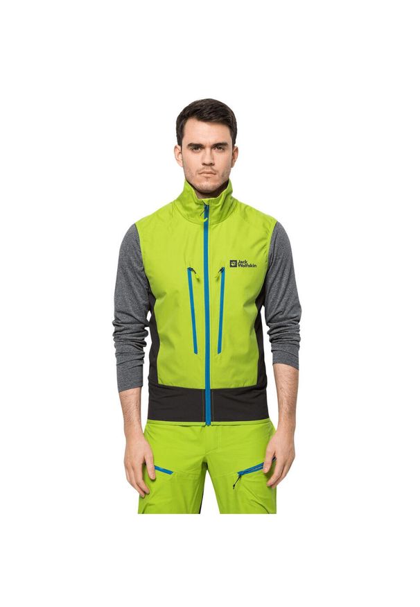 Kamizelka turystyczna męska Jack Wolfskin Alpspitze softshell. Kolor: zielony. Materiał: poliester, poliamid