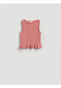 Reserved - Top w kratkę vichy - czerwony. Kolor: czerwony. Materiał: dzianina. Wzór: kratka