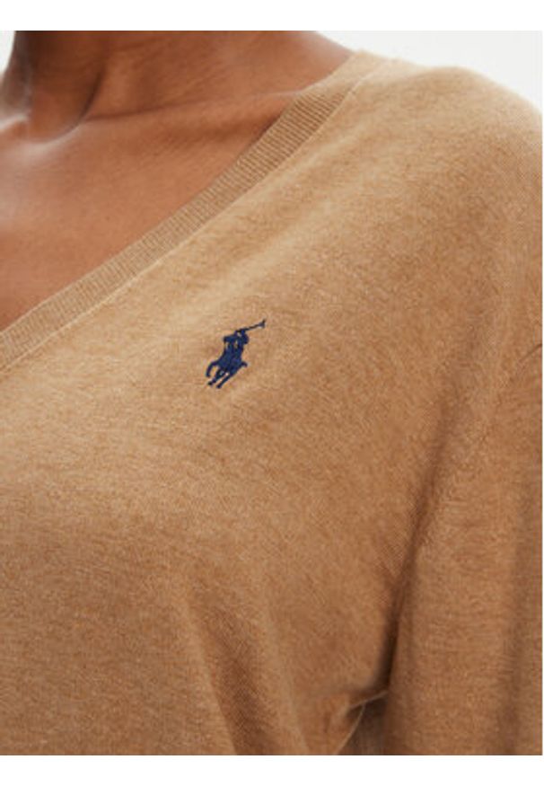 Polo Ralph Lauren Sweter 211972105003 Beżowy Straight Fit. Typ kołnierza: polo. Kolor: beżowy. Materiał: bawełna
