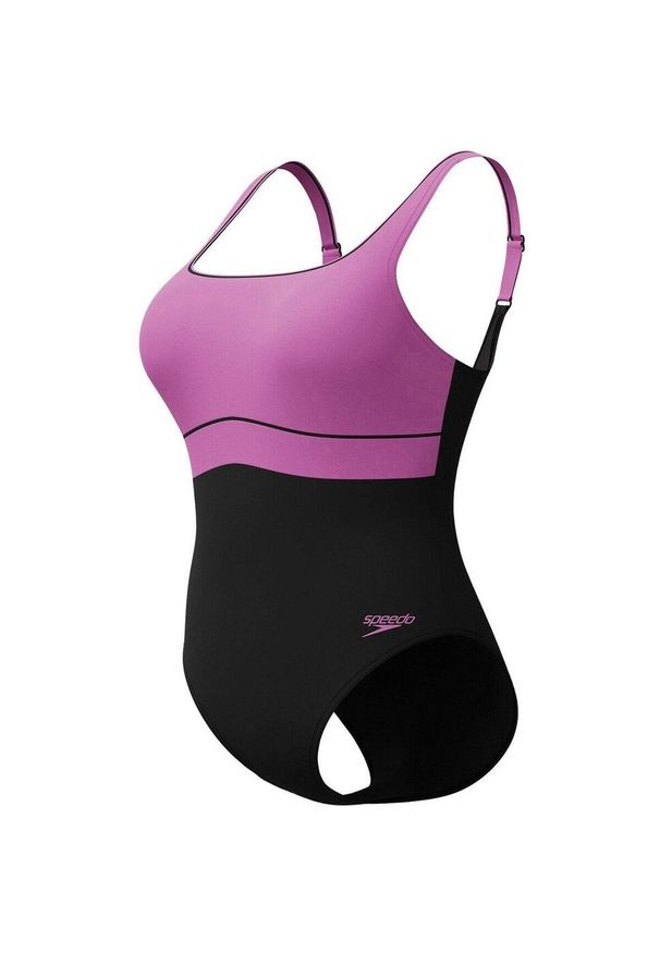 Damski kostium kąpielowy 1-częściowy Speedo Eco New Contour Eclipse. Kolor: fioletowy, czarny, wielokolorowy