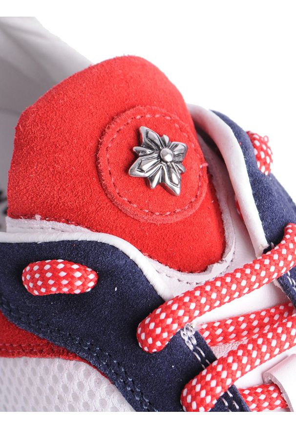 John Richmond Sneakersy "Sport" | 7001 B / Sport | Mężczyzna | Biały, Czerwony. Kolor: czerwony, biały, wielokolorowy. Materiał: materiał, syntetyk, skóra. Wzór: kolorowy