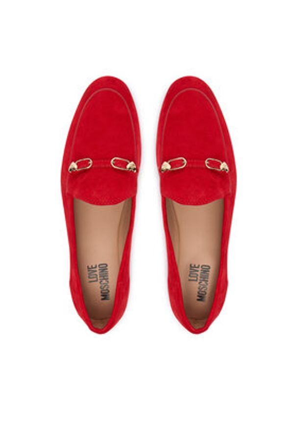 Love Moschino - LOVE MOSCHINO Loafersy JA10031G1OJA0500 Czerwony. Kolor: czerwony. Materiał: zamsz, skóra