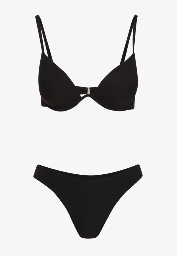Born2be - Czarne Bikini Biustonosz z Usztywnianymi Miseczkami i Majtki Typu Figi Regulowanymi Ramiączkami Ellati. Kolor: czarny