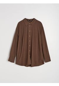 Sinsay - Koszula z domieszką lnu - brązowy. Kolor: brązowy. Materiał: len #1