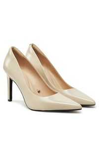 Calvin Klein Szpilki Heel Pump 90 - Brush L HW0HW02263 Beżowy. Kolor: beżowy. Materiał: skóra. Obcas: na szpilce