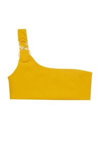 BEACH BUNNY - Asymetryczny top od bikini Lexi. Kolor: żółty. Wzór: aplikacja #3