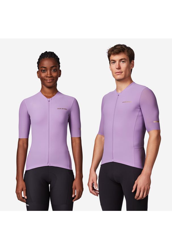 VAN RYSEL - Koszulka rowerowa szosowa Van Rysel EDR Ultra unisex krótki rękaw. Kolor: fioletowy. Materiał: mesh. Długość rękawa: krótki rękaw. Długość: krótkie. Sport: kolarstwo