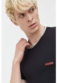 Hugo - HUGO t-shirt bawełniany 3-pack kolor zielony z nadrukiem. Kolor: zielony. Materiał: bawełna. Długość rękawa: krótki rękaw. Długość: krótkie. Wzór: nadruk #2