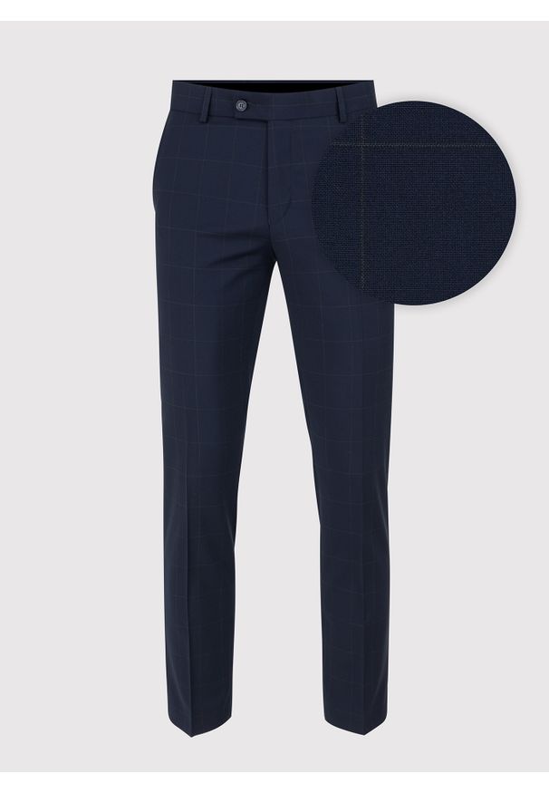 Pako Lorente - PAKO LORENTE – Spodnie garniturowe w kratę Windowpane. Materiał: poliester, wełna, lycra