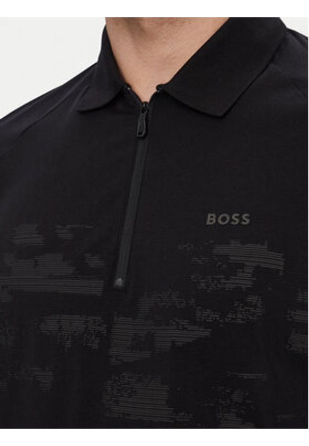 BOSS Polo Pl Globe Pattern 50559010 Czarny Regular Fit. Typ kołnierza: polo. Kolor: czarny. Materiał: bawełna