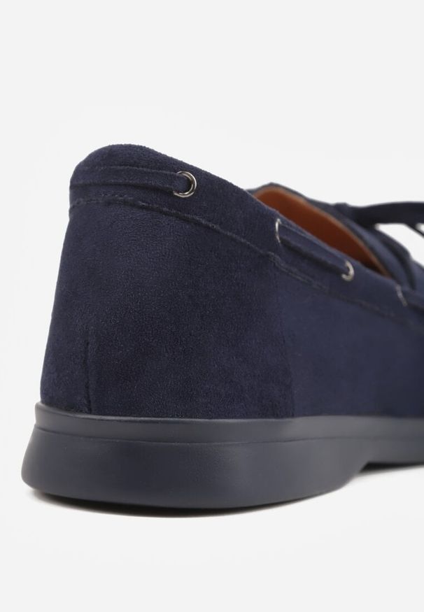 Born2be - Niebieskie Mokasyny Ozdobione Wiązaniem Fyrelerris. Okazja: na co dzień, na spotkanie biznesowe, do pracy. Kolor: niebieski. Materiał: jeans. Wzór: aplikacja. Styl: klasyczny, biznesowy, casual, elegancki