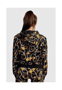MOSCHINO Bluza damska z kapturem w złote łańcuchy, Rozmiar XS. Typ kołnierza: kaptur. Kolor: czarny. Materiał: prążkowany #2
