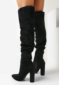 Born2be - Czarne Kozaki za Kolano na Słupku z Noskiem w Szpic Glamer. Wysokość cholewki: za kolano. Kolor: czarny. Obcas: na słupku #2