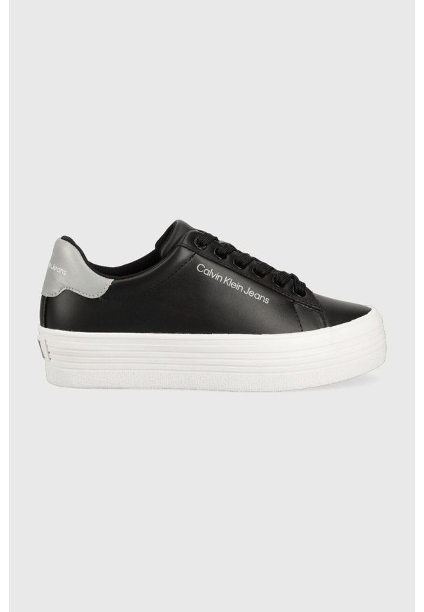 Calvin Klein Jeans sneakersy skórzane VULC FLATFORM LACEUP kolor czarny YW0YW01220. Nosek buta: okrągły. Kolor: czarny. Materiał: skóra. Obcas: na platformie