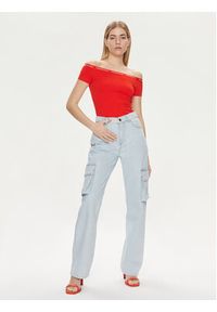 Calvin Klein Jeans Bluzka Logo J20J223098 Czerwony Slim Fit. Kolor: czerwony. Materiał: bawełna #3