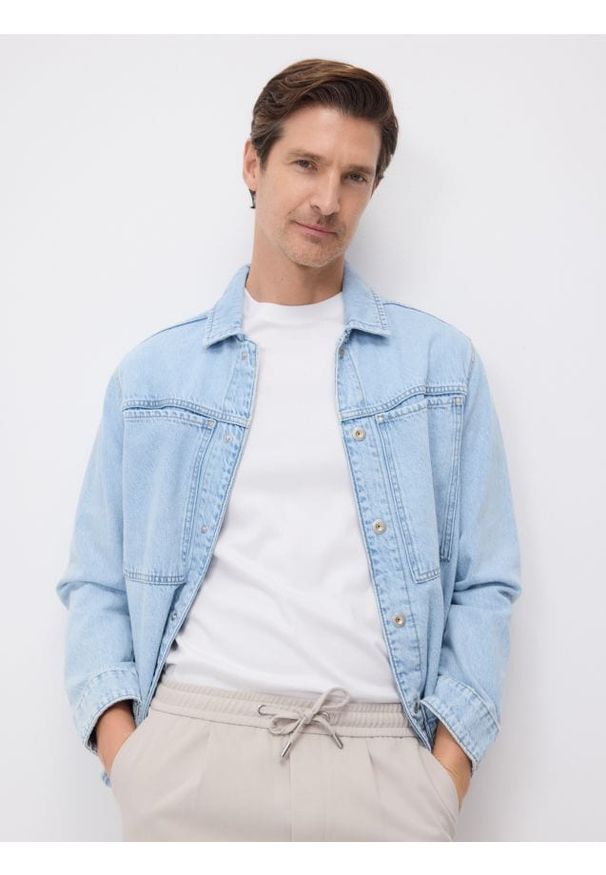 Reserved - T-shirt regular fit z lyocellem - biały. Kolor: biały. Materiał: bawełna