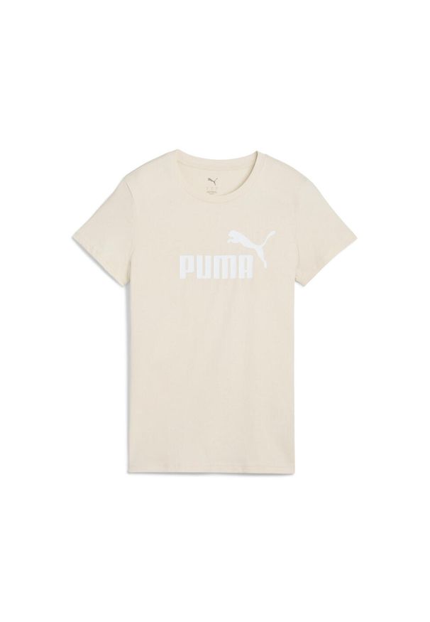 Puma - Damska koszulka z logo ESS No. 1 PUMA Alpine Snow White. Kolor: biały, wielokolorowy, beżowy