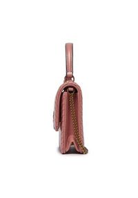 Tory Burch Torebka Kira Moto Quilt Mini Top Handle Chain Wallet 155893 Różowy. Kolor: różowy. Materiał: skórzane