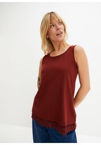 bonprix - Top z koronką (2 szt.). Kolor: czarny. Materiał: koronka. Wzór: koronka #1