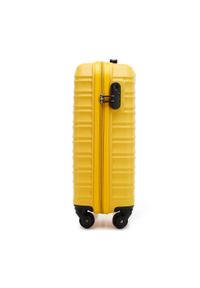 Wittchen - Walizka kabinowa z ABS-u z żebrowaniem żółta. Kolor: żółty. Materiał: poliester. Wzór: jednolity #8