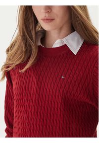 TOMMY HILFIGER - Tommy Hilfiger Sweter Fine WW0WW44993 Czerwony Regular Fit. Kolor: czerwony. Materiał: bawełna #3
