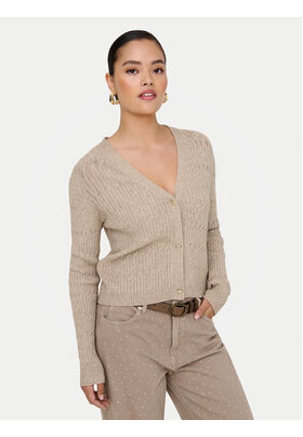 only - ONLY Kardigan Katia 15310902 Brązowy Regular Fit. Kolor: brązowy. Materiał: syntetyk, wiskoza