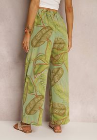 Renee - Zielone Spodnie Nulty. Stan: podwyższony. Kolor: zielony. Materiał: tkanina. Długość: długie. Wzór: aplikacja #4