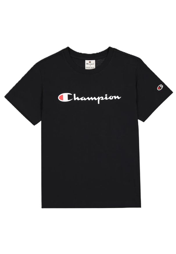 Champion - T-shirt Damski Z Bawełny Z Krótkim Rękawem. Kolor: czarny. Materiał: bawełna. Długość rękawa: krótki rękaw. Długość: krótkie