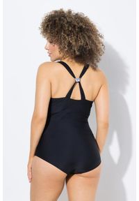 ULLA POPKEN - Damski Strój kąpielowy dekolt typu halter miękkie miseczki kokarda. Kolekcja: plus size. Kolor: czarny. Materiał: elastan, poliamid, materiał