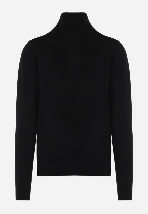 Born2be - Czarny Bawełniany Sweter z Golfem Jarelia. Typ kołnierza: golf. Kolor: czarny. Materiał: bawełna. Styl: klasyczny, elegancki